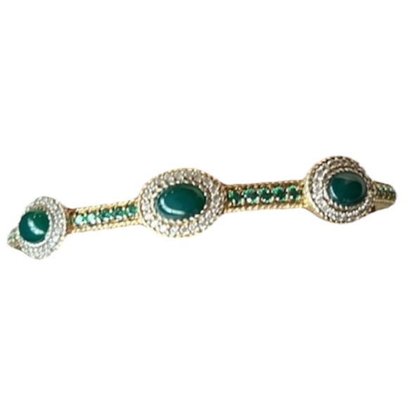 Judith Ripka Jewelry - Judith Ripka Chalcedony & Chrome Diopside Gold Clad Sterling Bangle Cuff